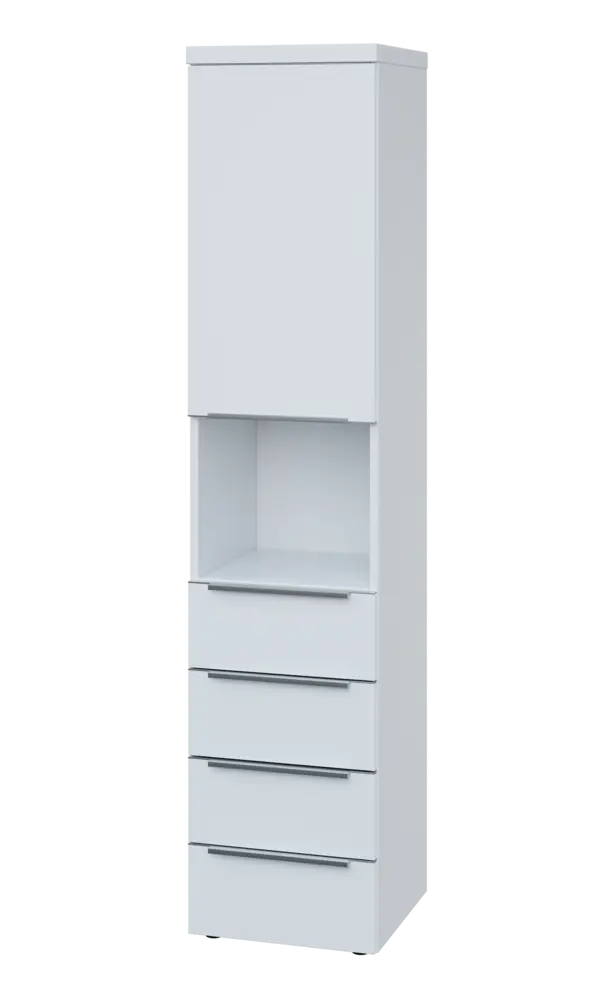 SIN 5 - 44ZND kancelářská skříň, 4-zásuvková/nika, 1-dveřová, levá, 1820x400x400, bílá